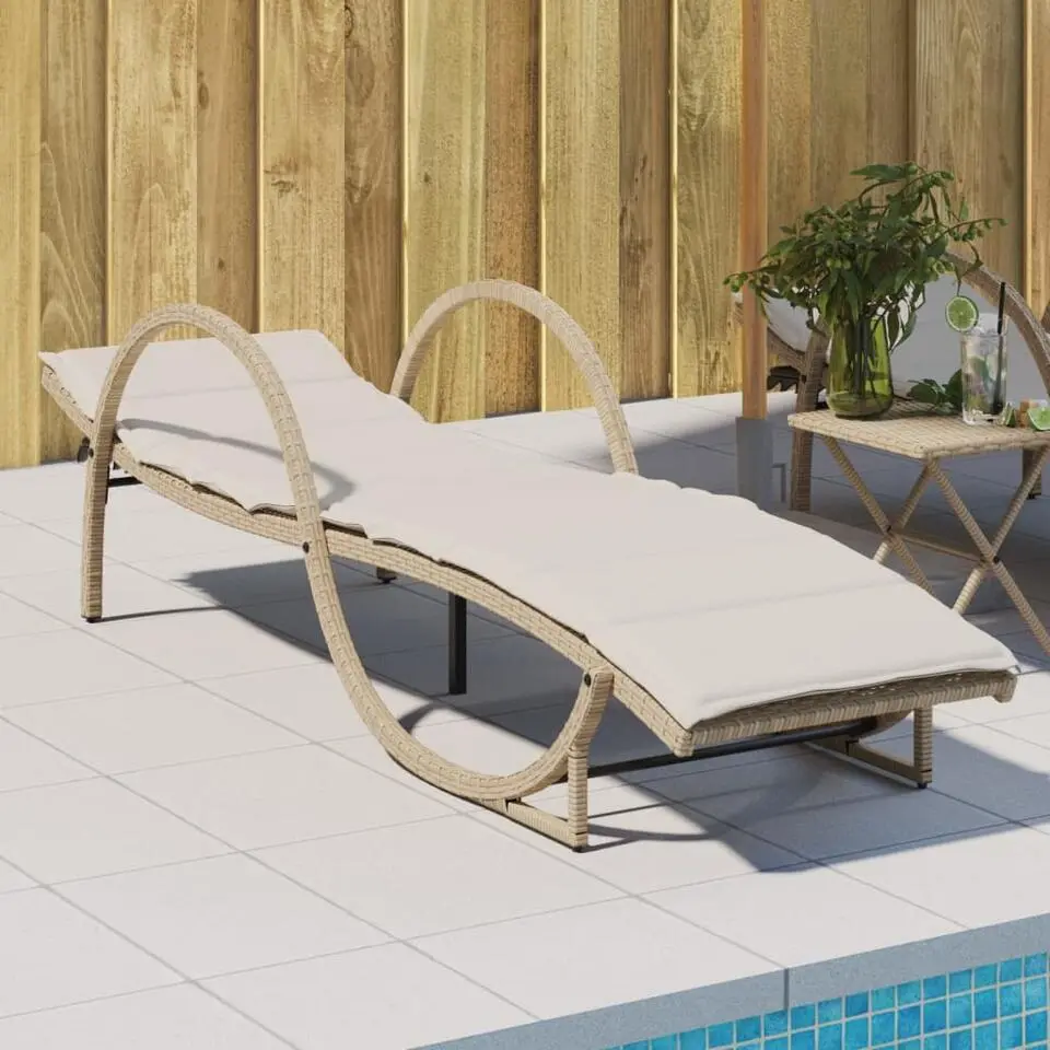 vidaXL - Ligbed - Beige - Poly rattan