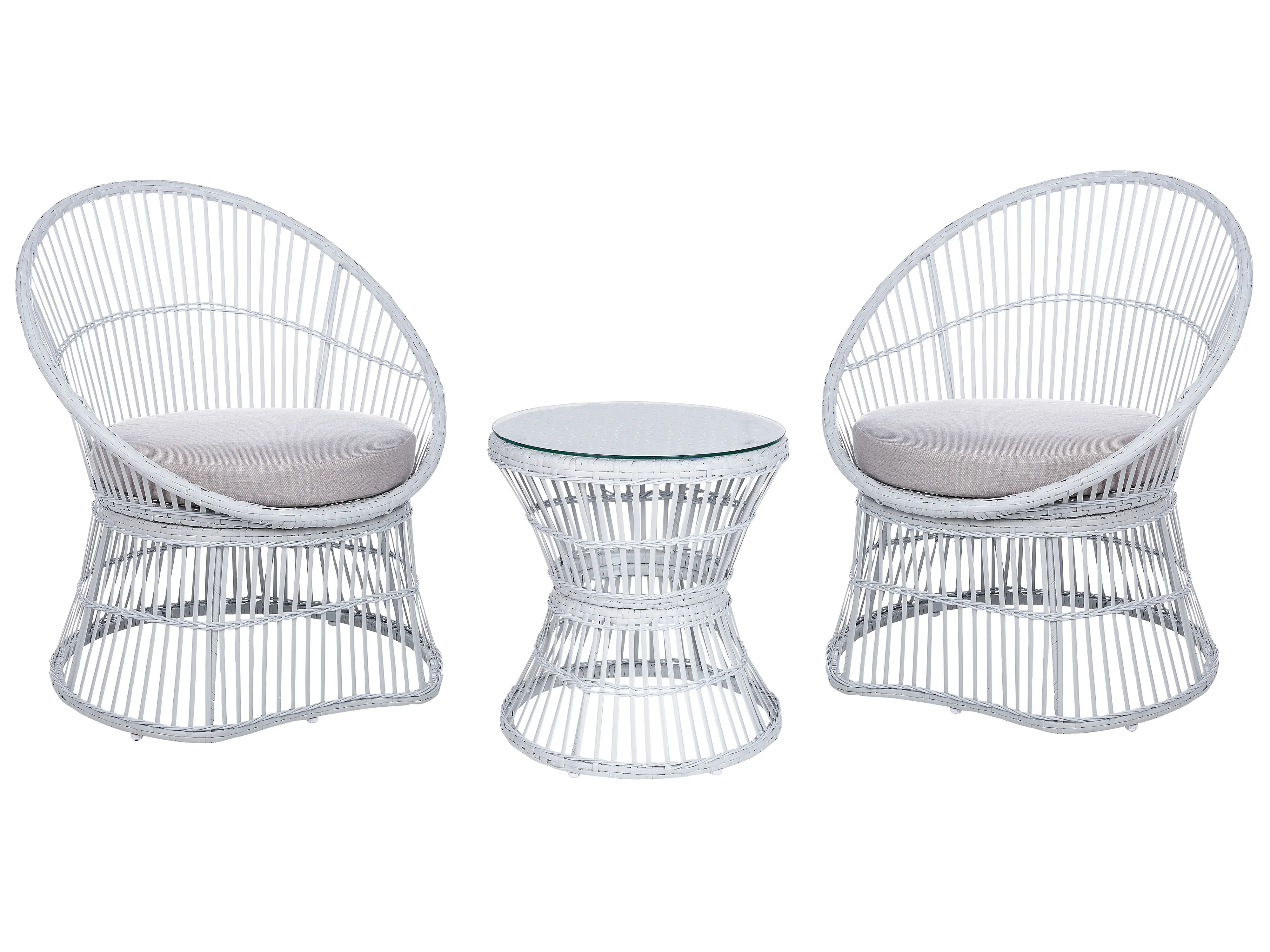 Bistro Set with Cushions MESYNA PE Rattan White