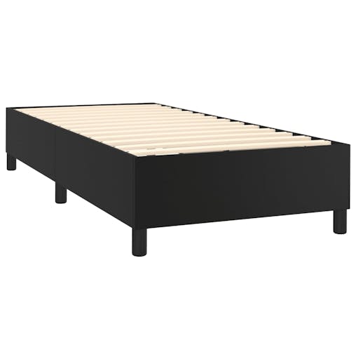 NNEVL Box Spring Bed with Mattress Black 107x203 cm King Single Faux Leather