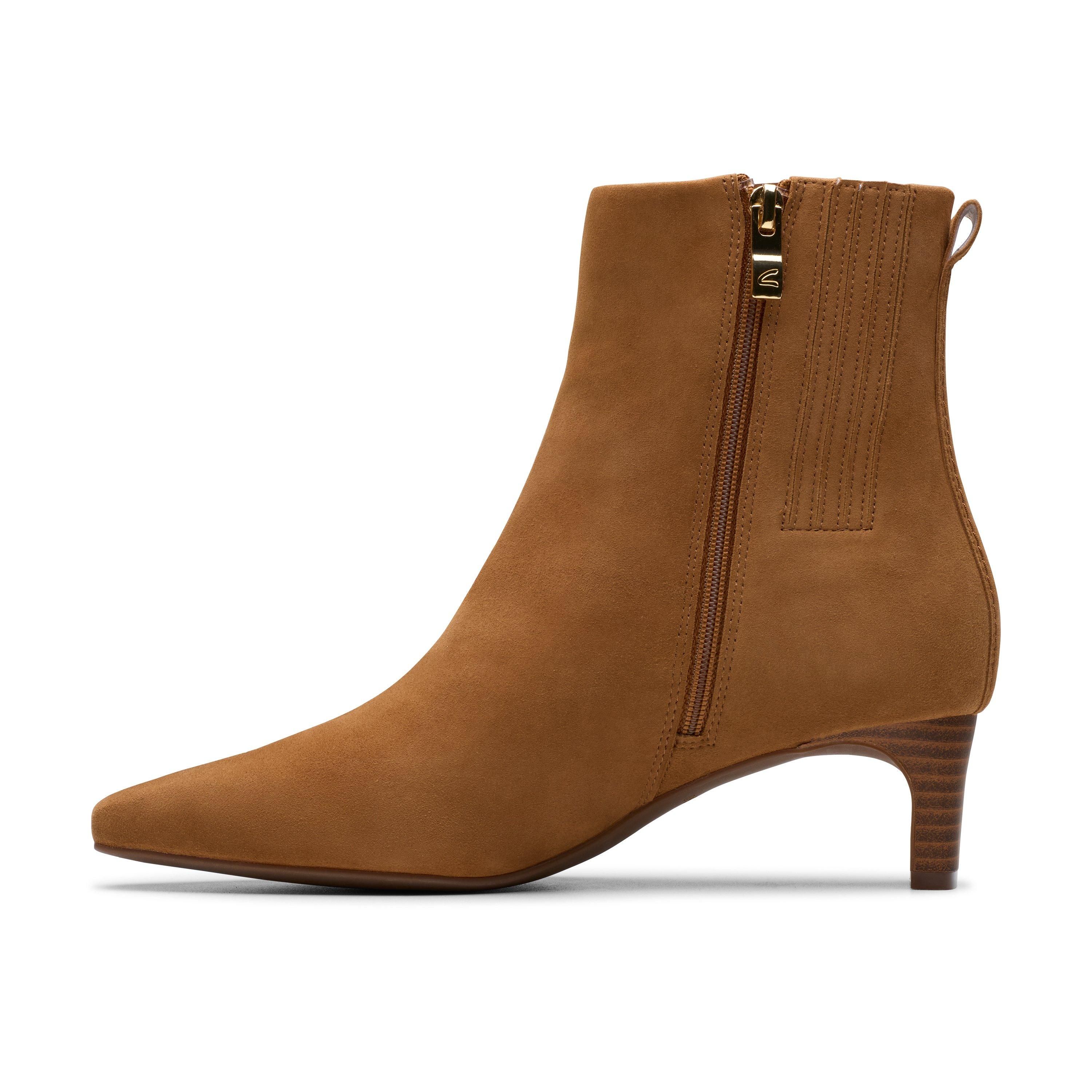 Clarks Edina Up Tan Suede Ankle Boots