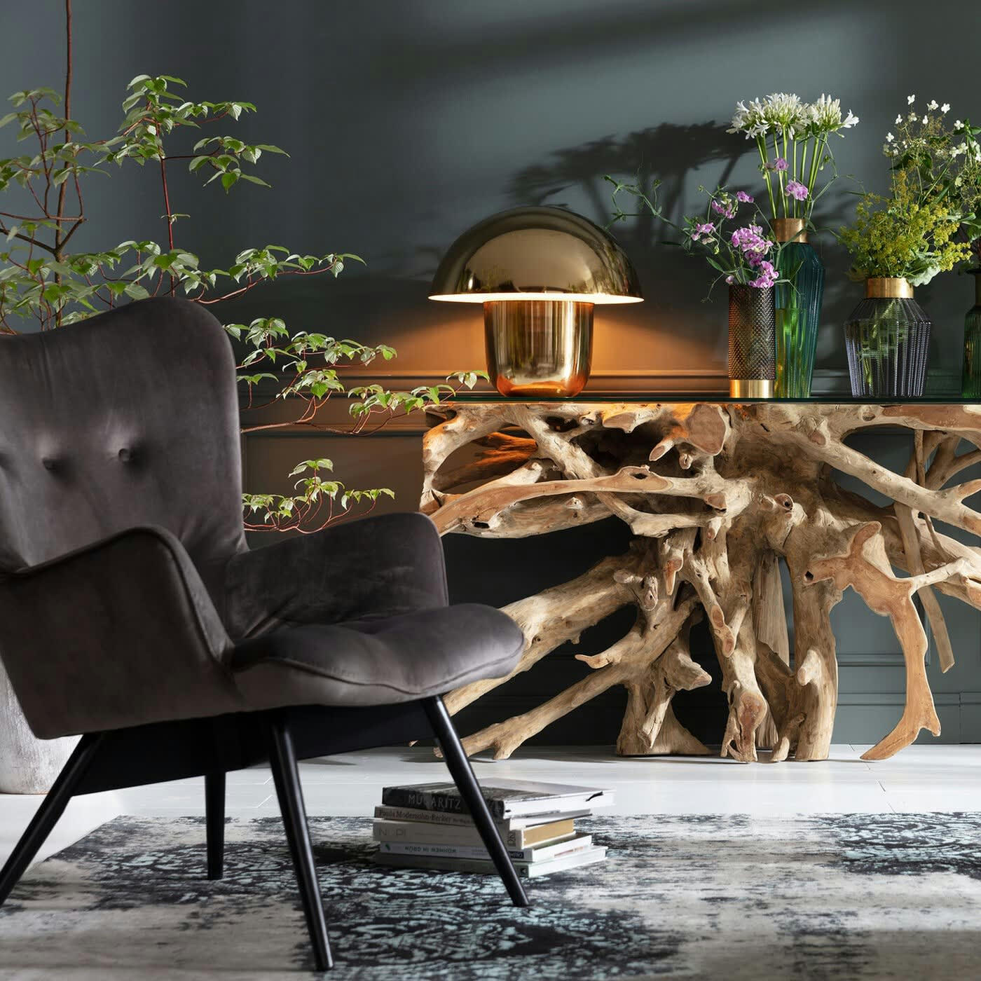 MUSHROOM - Lampe champignon en acier doré