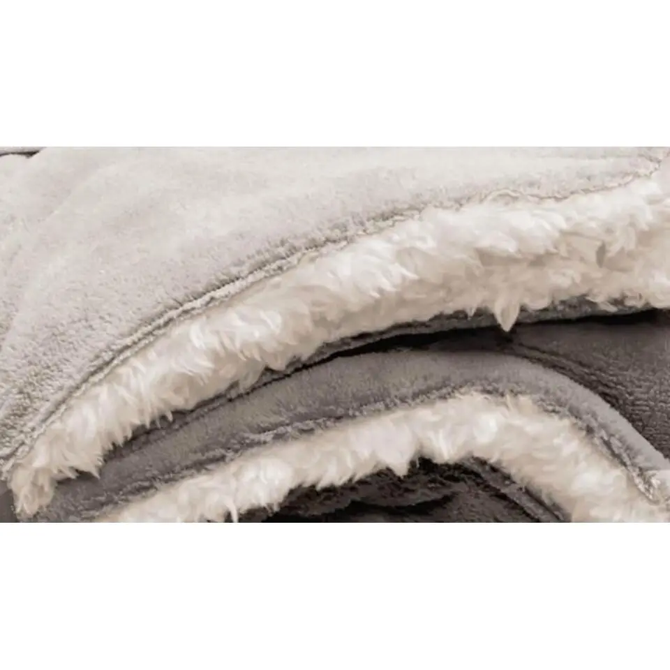 Unique Living - Lars coral fleece/suede plaid 150x200cm chateau grey