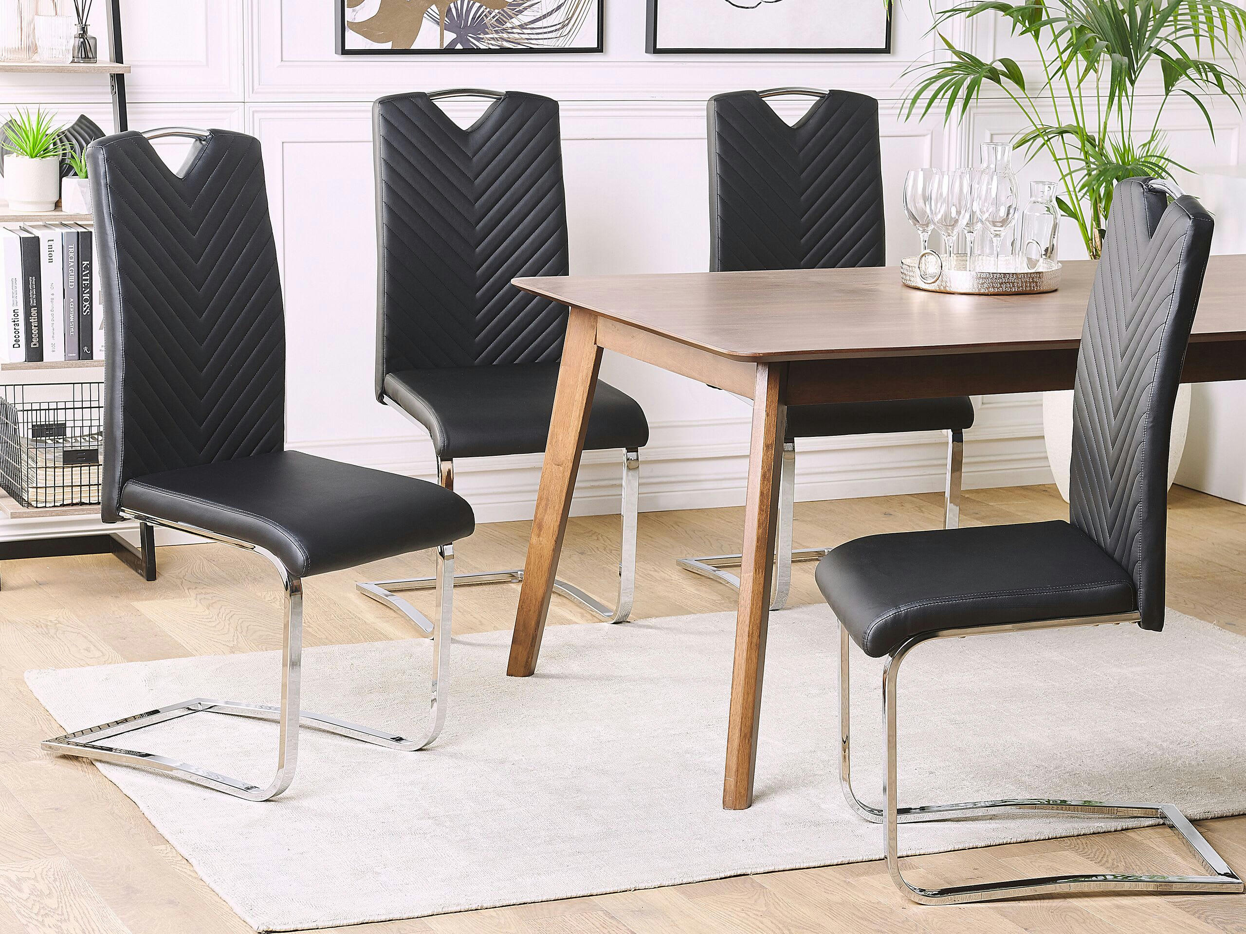 PICKNES - Lot de 2 chaises de salle à manger en cuir PU noir