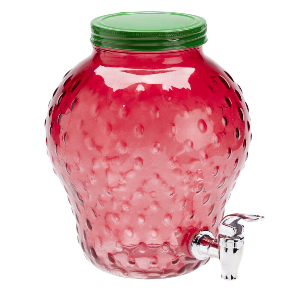 Distributeur de boisson en verre 3,7L forme fraise rouge 22x20xH24cm