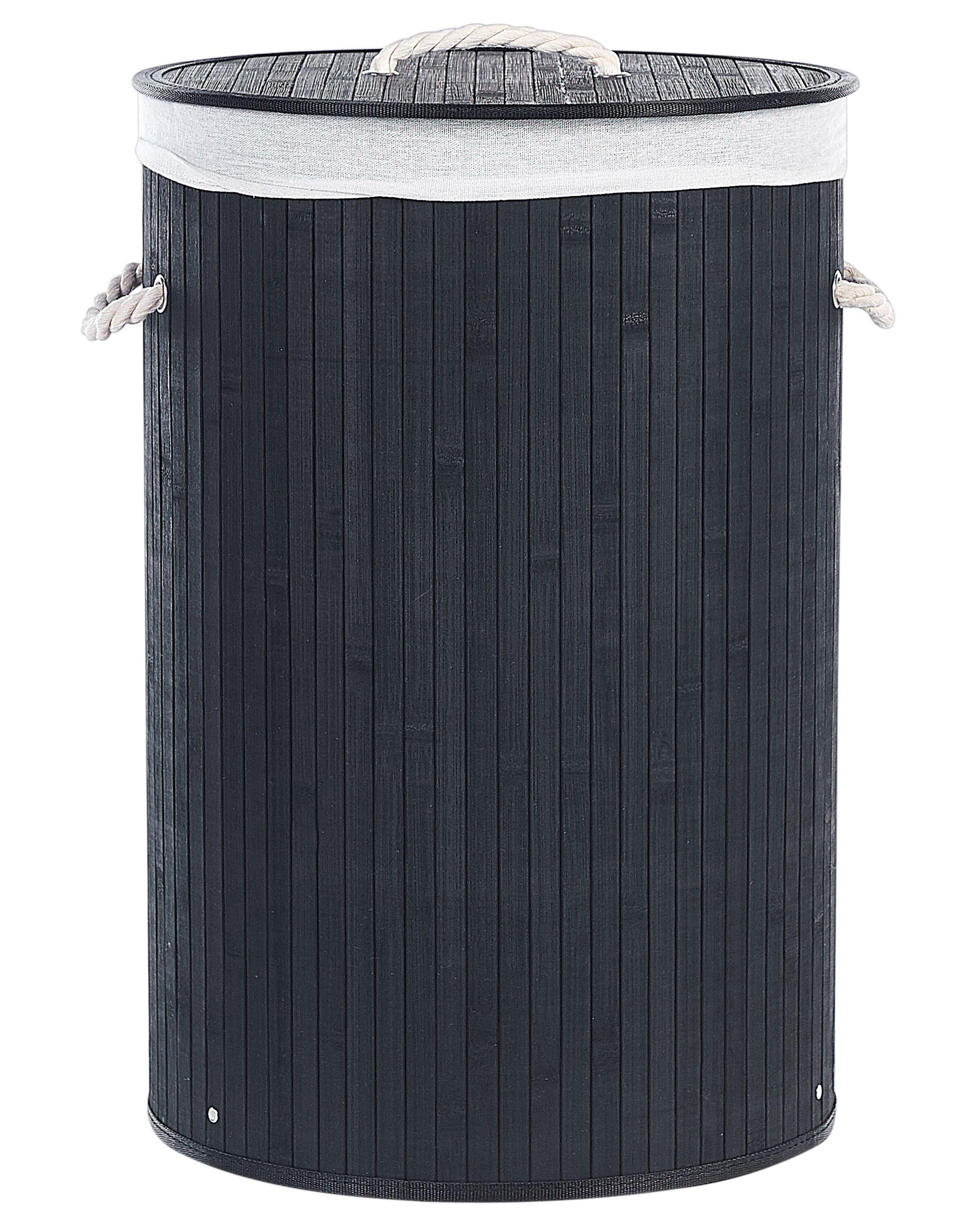 Laundry Basket SANNAR Bamboo Black 75 L