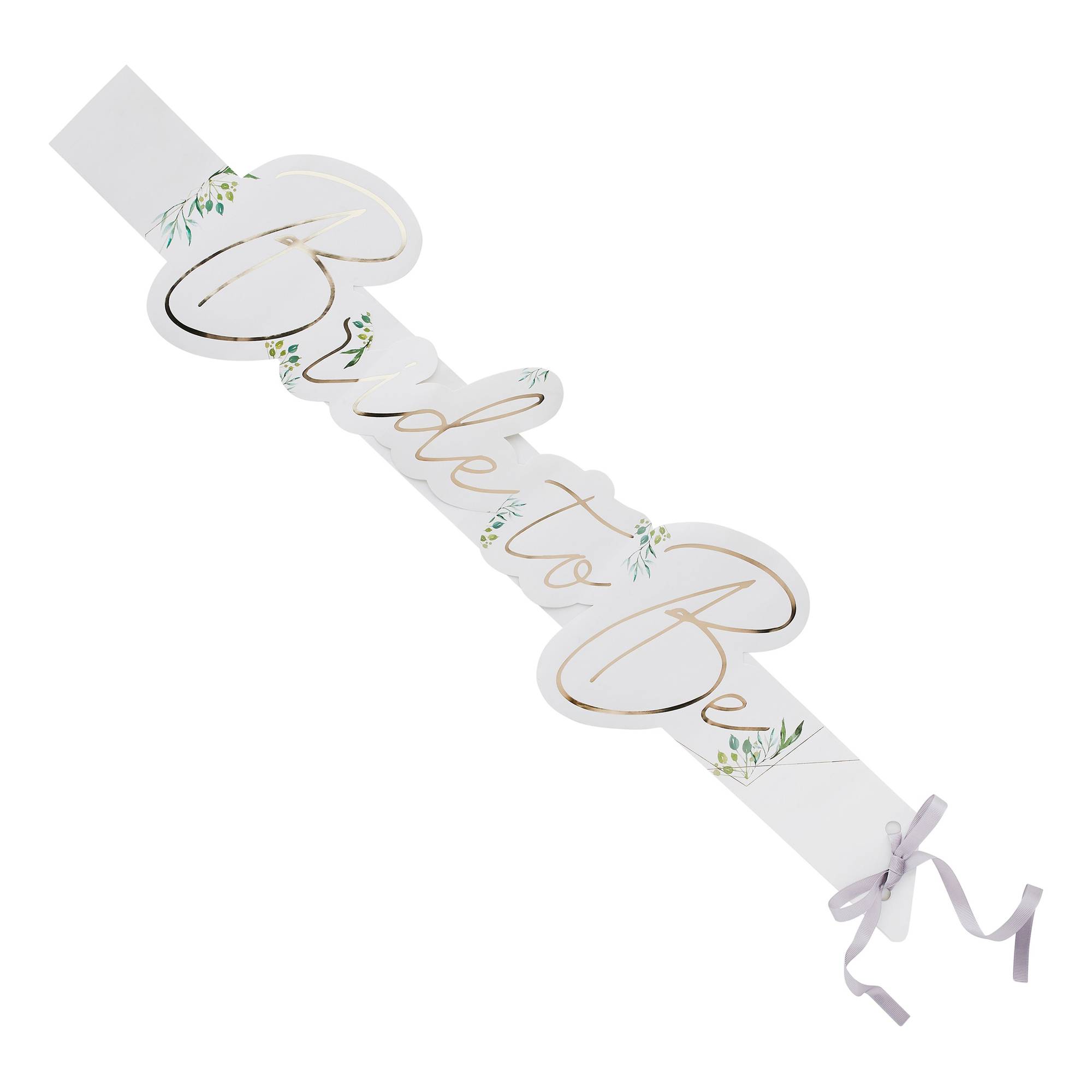 White and Gold Bride to Be Sash