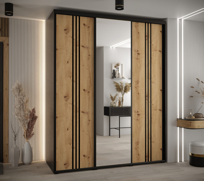 Szafa przesuwna 60 wysoka Davos 7 190 czarny artisan czarny