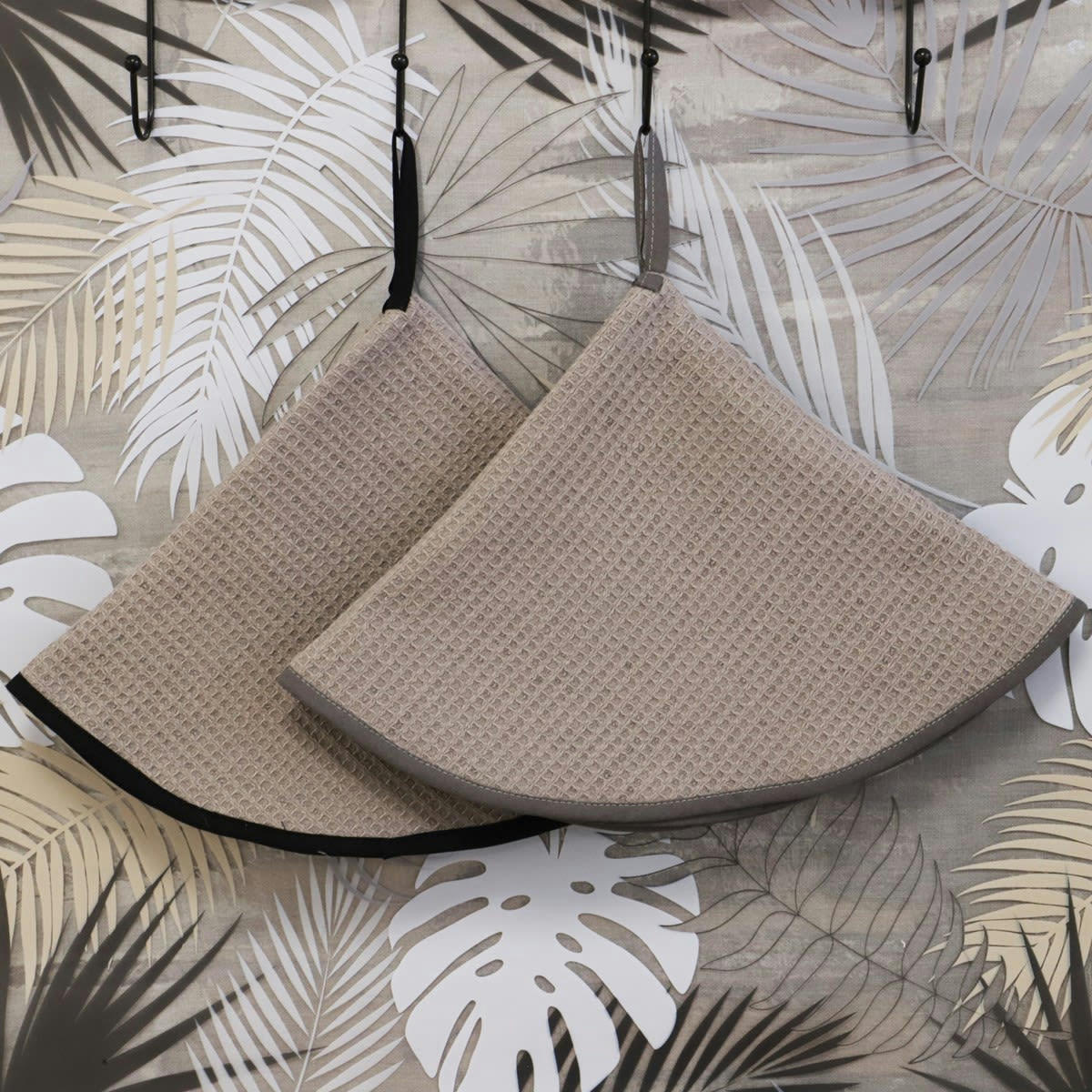 AMBIANCE - Lot de 2 essuies mains en coton gris foncé