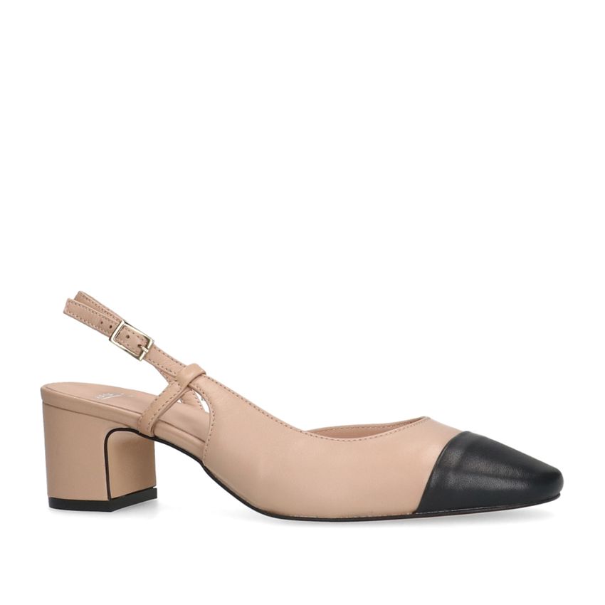 Manfield Beige leren slingback pumps