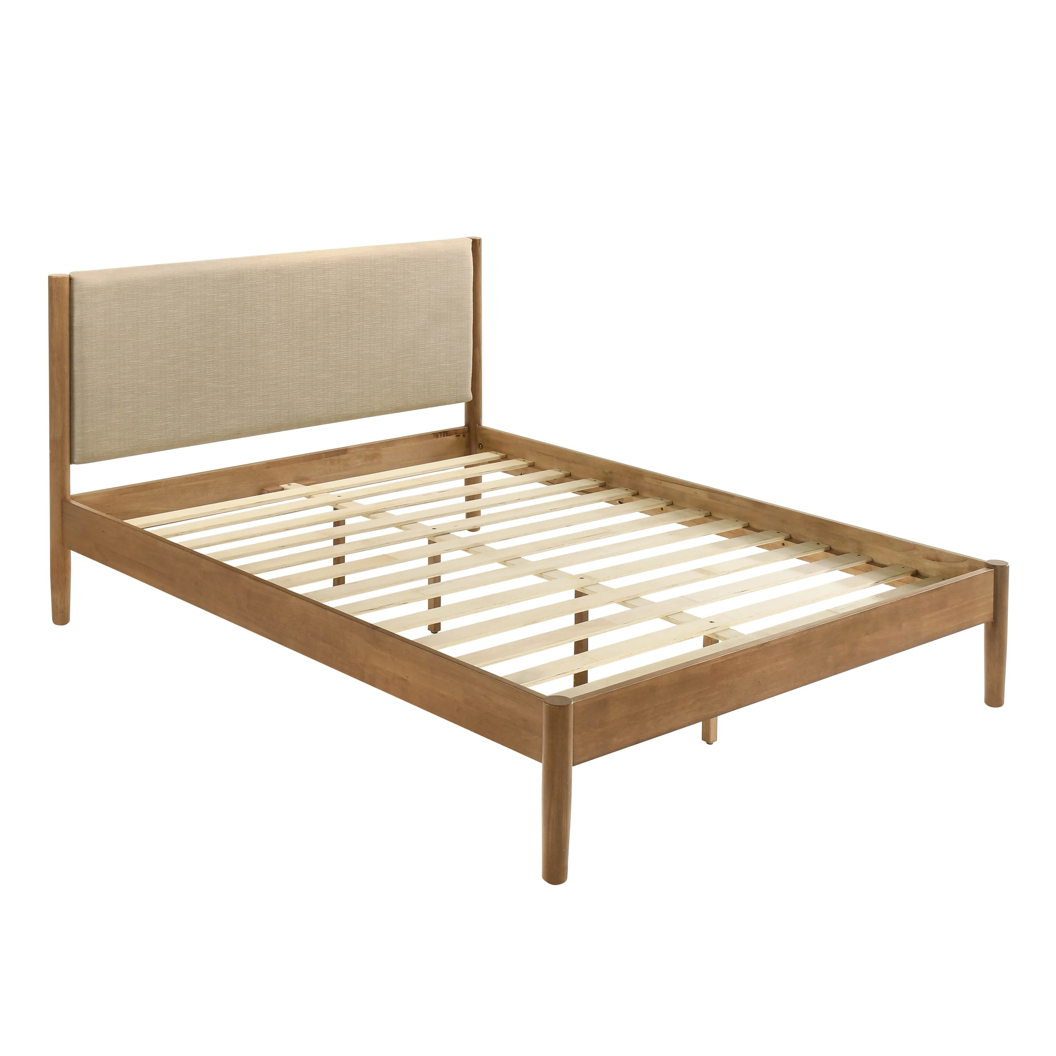 Roundhill Furniture Vichy Platform Bed, Light Walnut, Queen