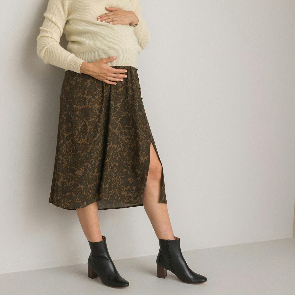 Jupe de grossesse mi-longue, imprimé floral
