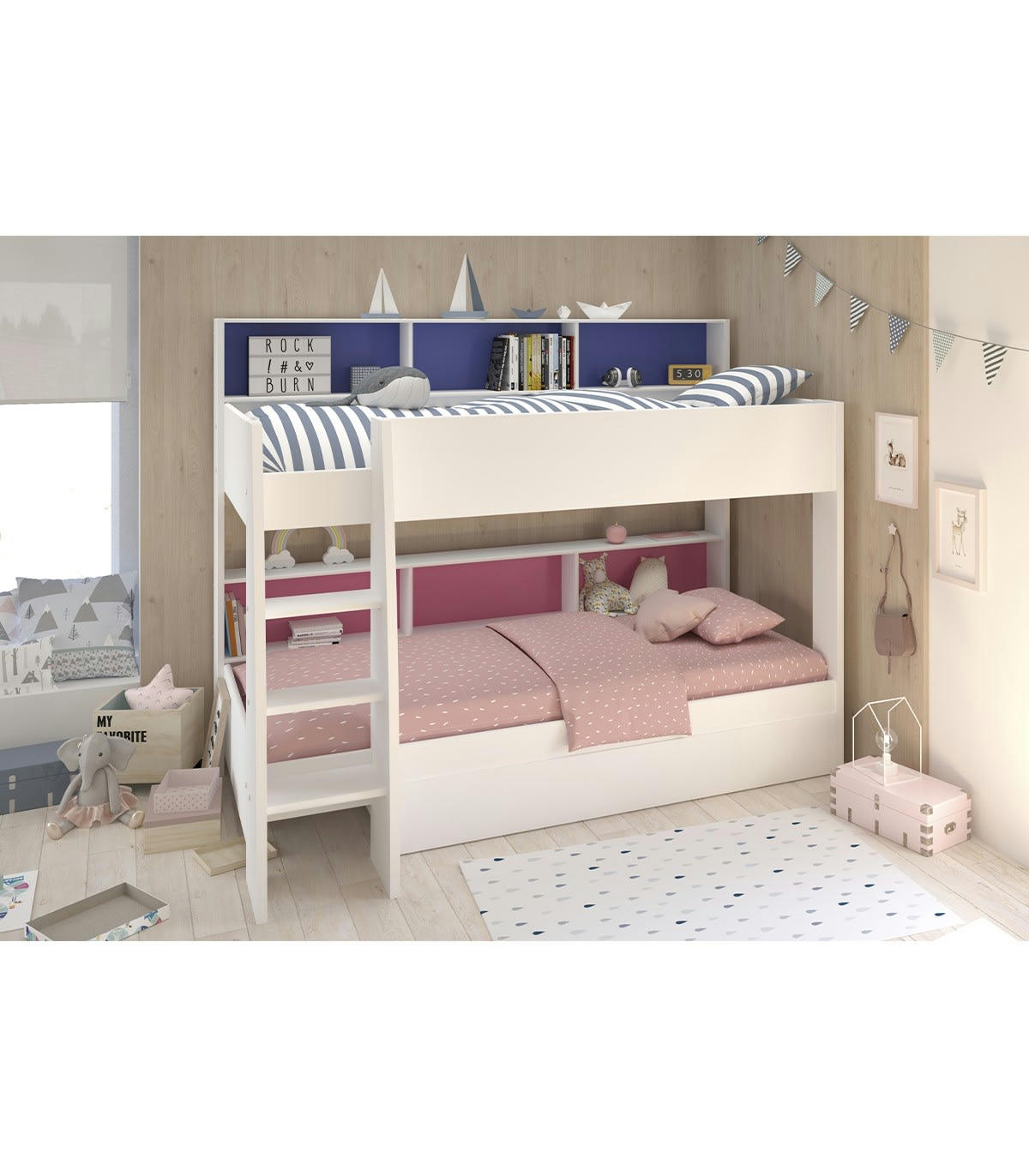 LEO - Lits Superposés avec Niches de rangement - 90x200 cm