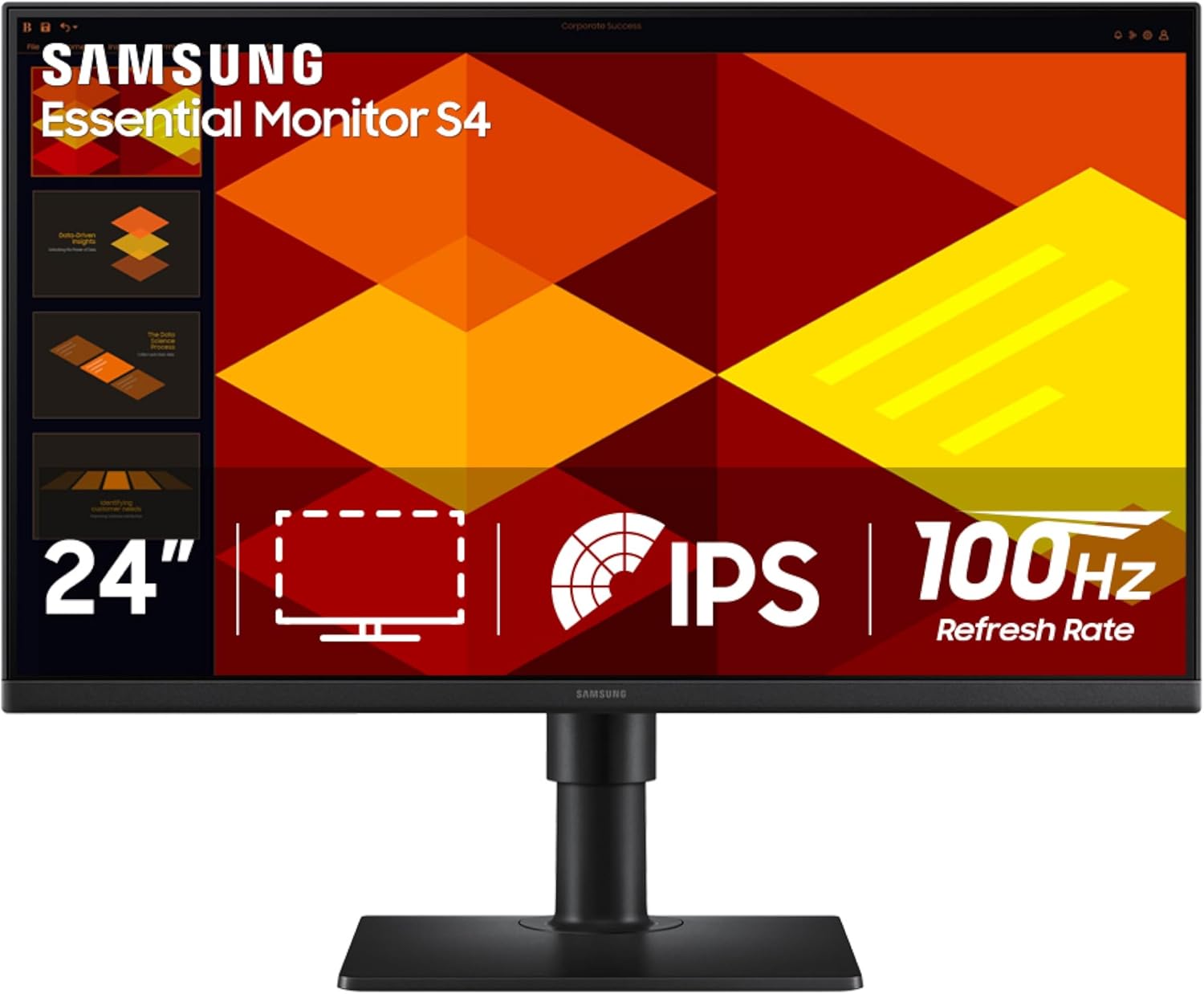 Samsung 24” (S40GD) Borderless Business Monitor with IPS Panel  100Hz Refresh Rate  Eye Saver Mode  Ergonomic Design  Game Picture Mode  LS24D402GANXGO  3 Yr Warranty