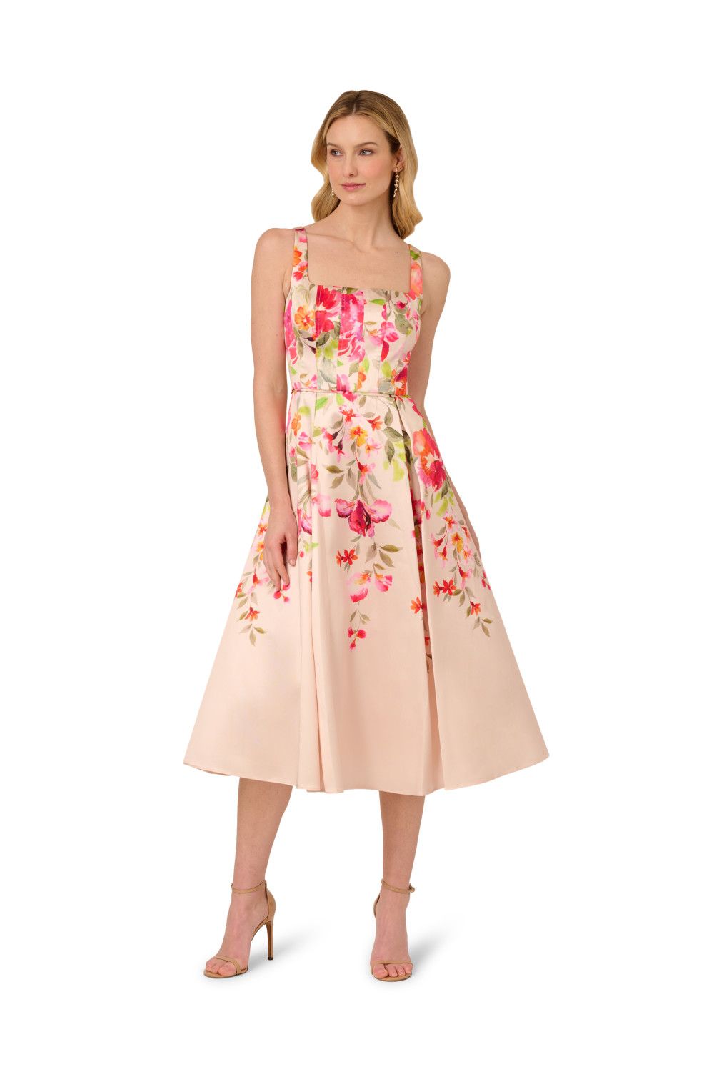 Adrianna Papell Border Mikado Midi Dress