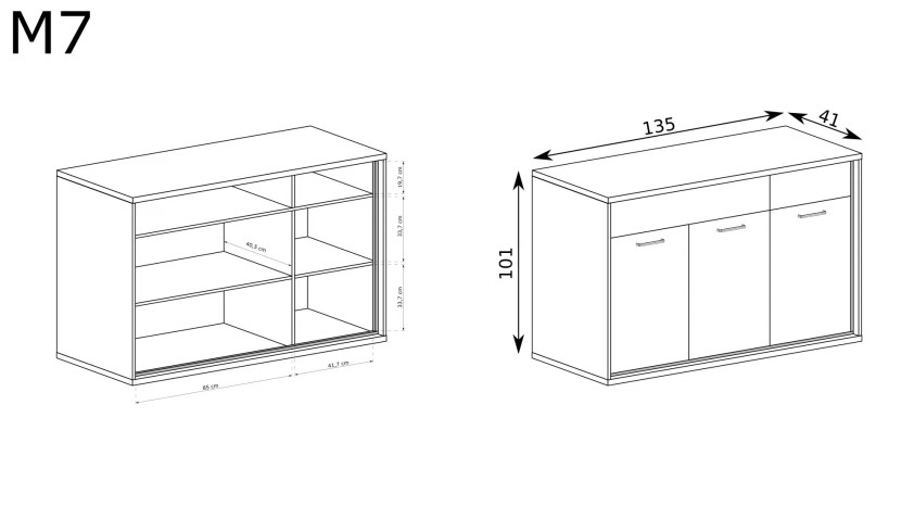 Komoda Mediolan M-7 nogi metal dąb hikora