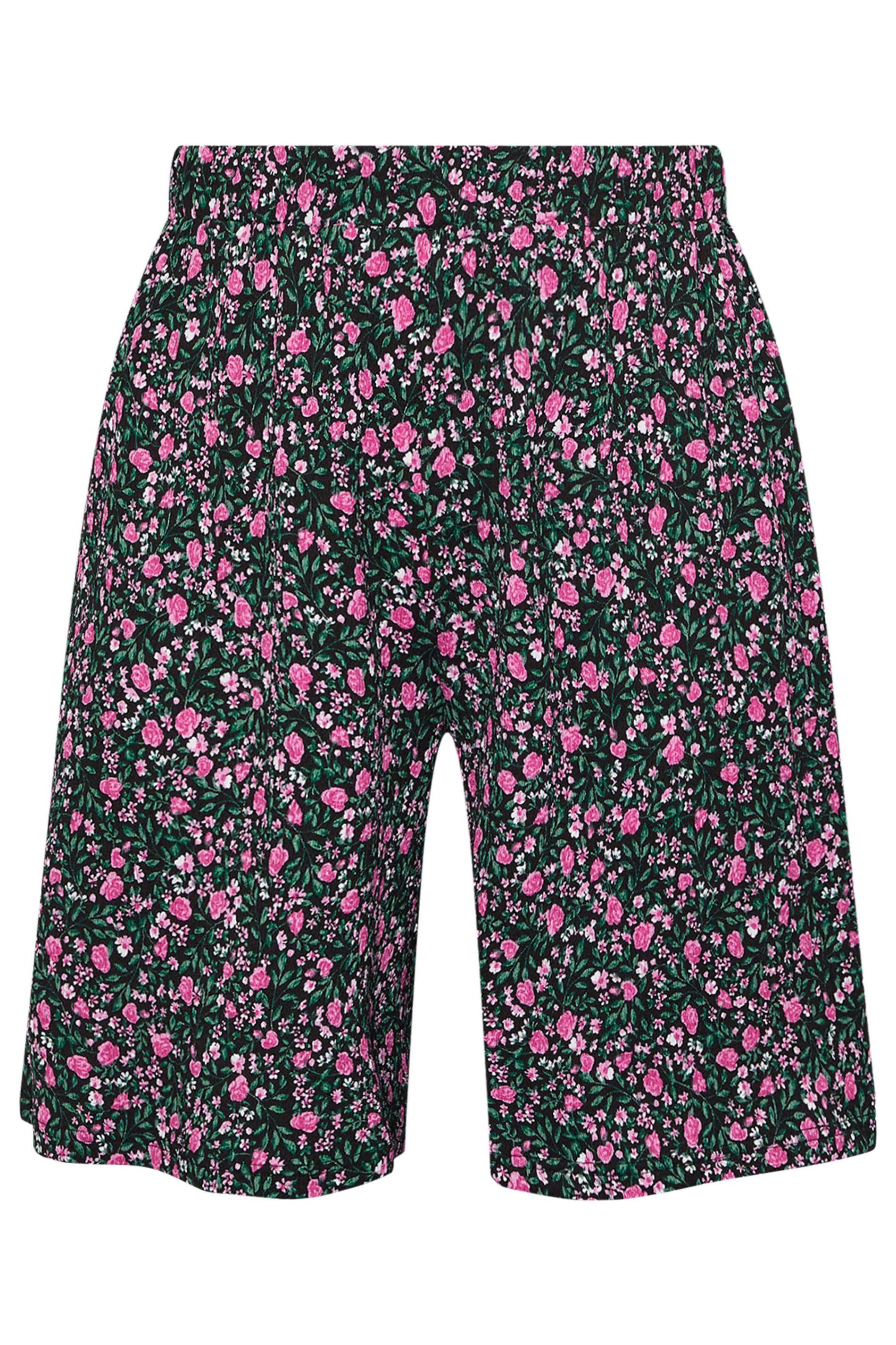 Yours Floral Print Jersey Crinkle Shorts