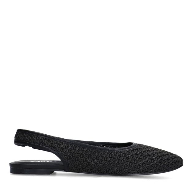 Zwarte fishnet slingbacks