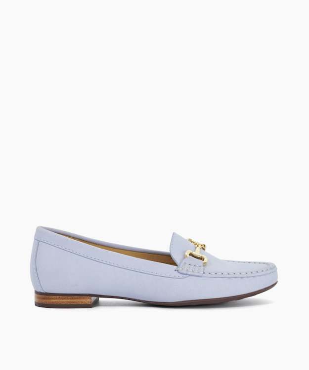 Glenniee Blue - Suede Snaffle Trim Loafers