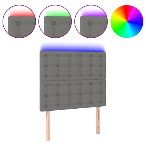 NNEVL LED Headboard Dark Grey 80x5x118/128 cm Fabric