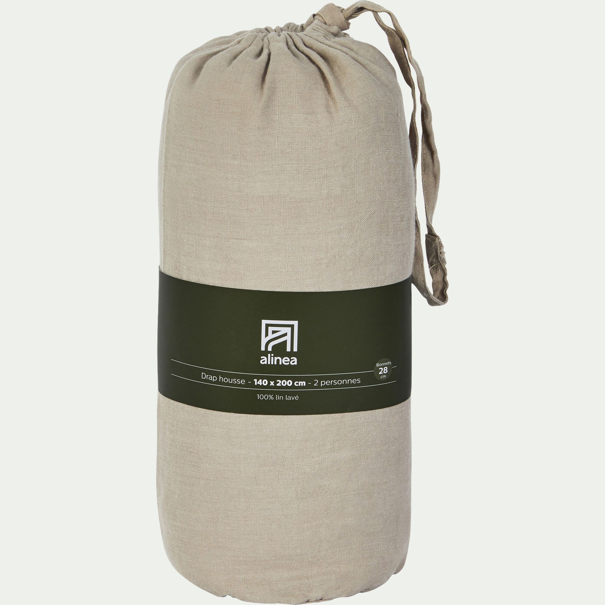 VENCE - Drap housse en lin lavé 140x200cm B28cm - beige