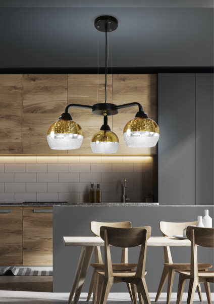Lampa wisząca czarno-złota-chromowana CROMINA 3xE27x60W Candellux