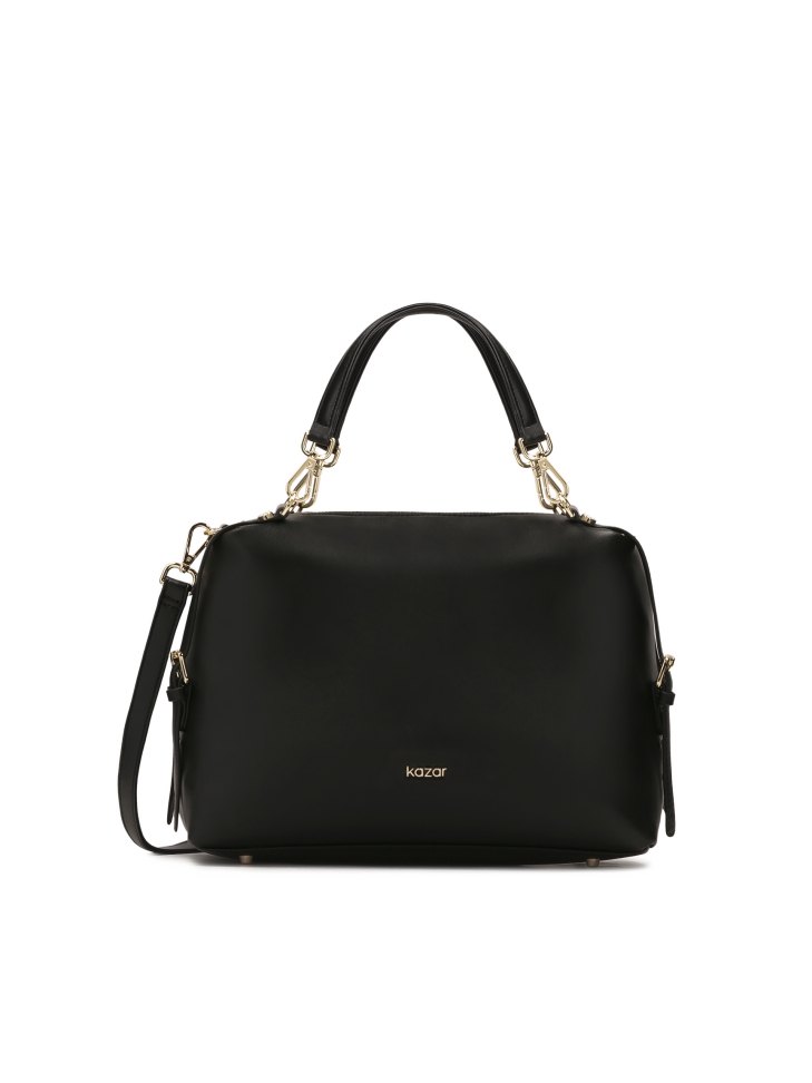 Black soft leather handbag