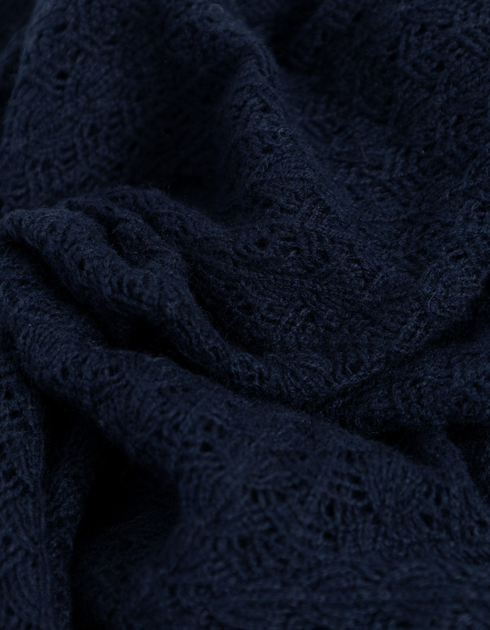 Cardigan court marine tricot fantaisie ajouré Femme
