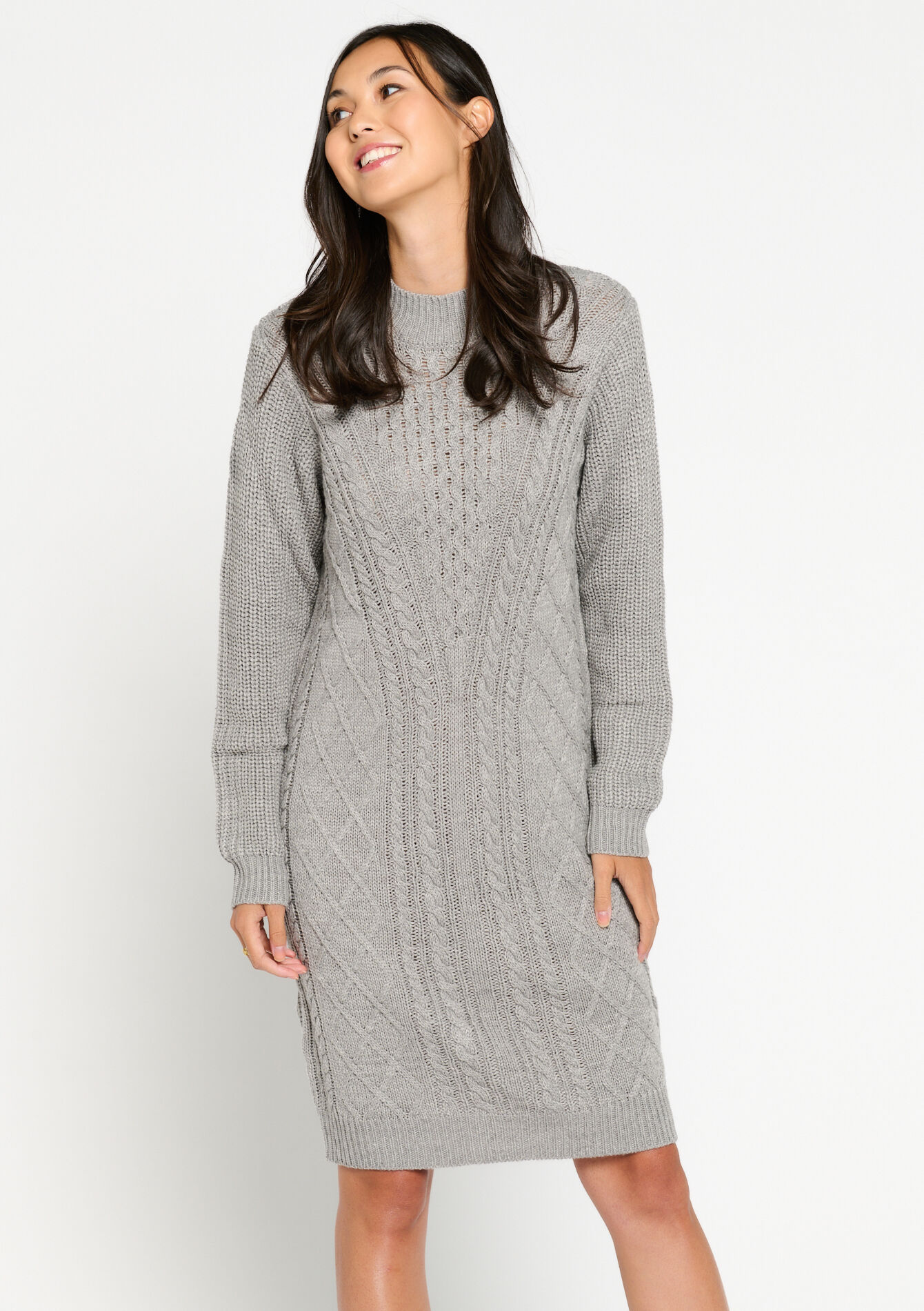 Kabelgebreide trui-jurk