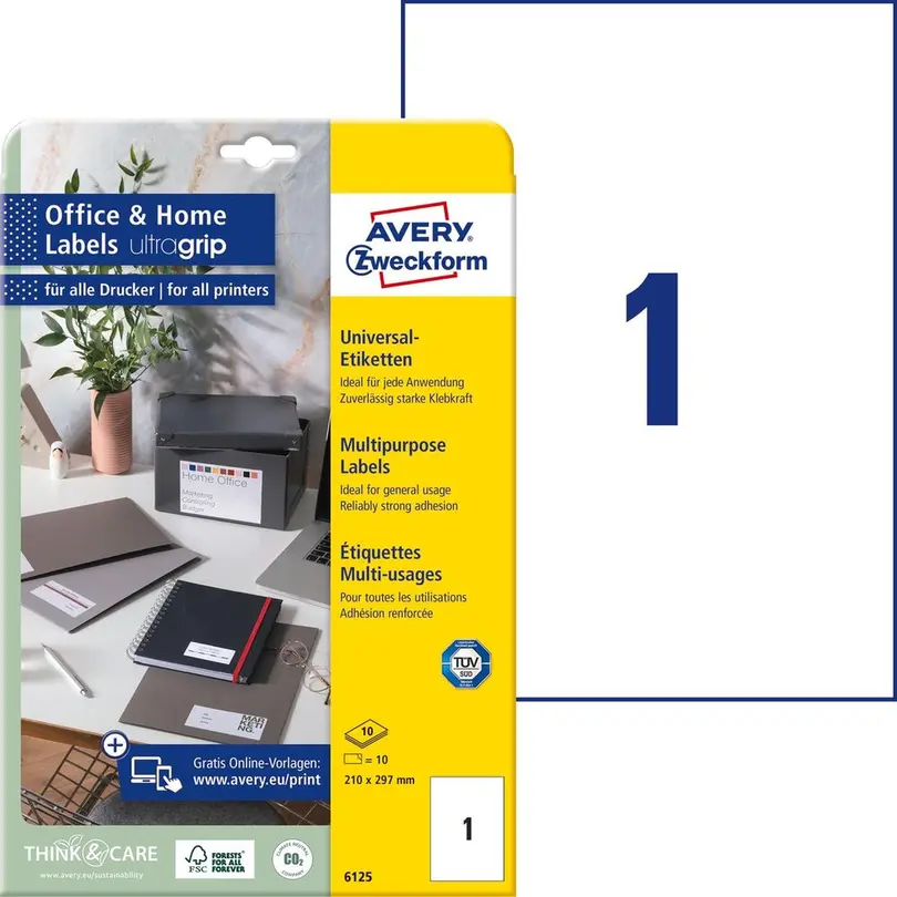 Etiketten 10er-Set Avery Zweckform Universal-Etiketten 6125