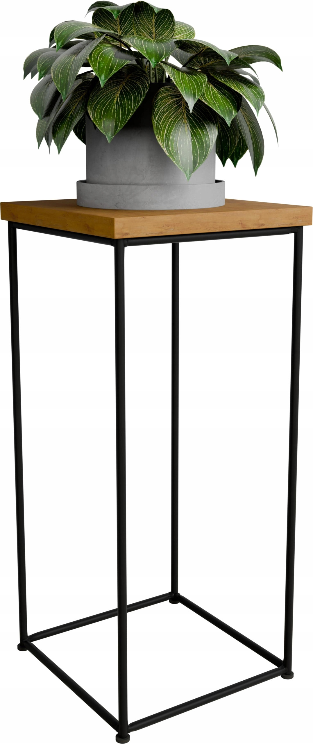 Stolik pomocniczy Druciany Kwietnik 20x20x40 Loft Czarny Dąb Lancelot