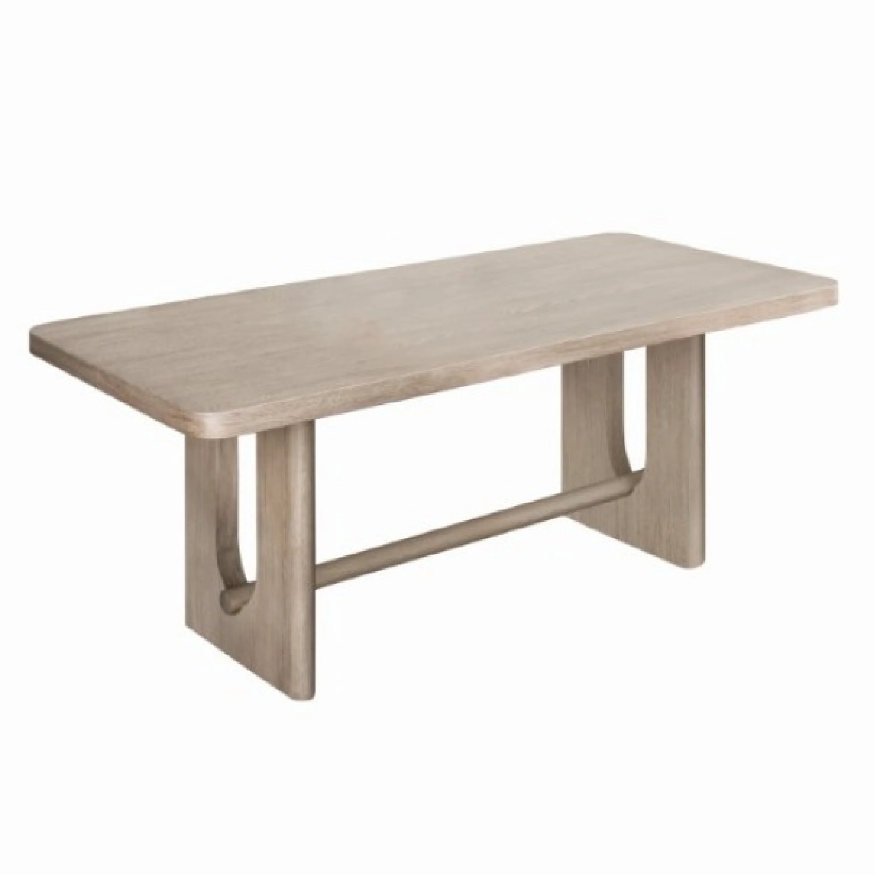 Zoko Dining Table, Pedestal Base, Classic White Wash Wood 83 Inch
