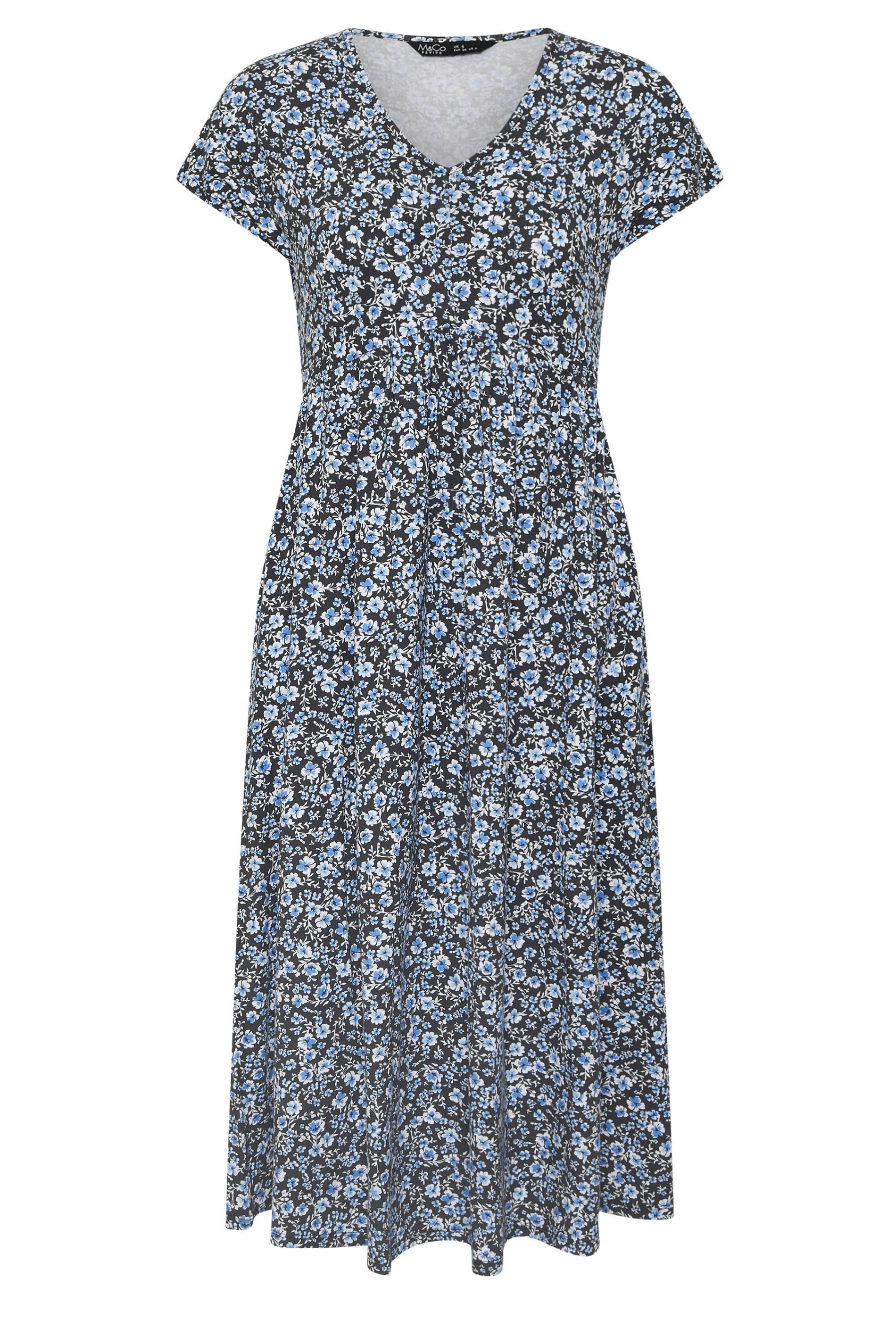M&Co Petite Printed V-Neck Midi Dress