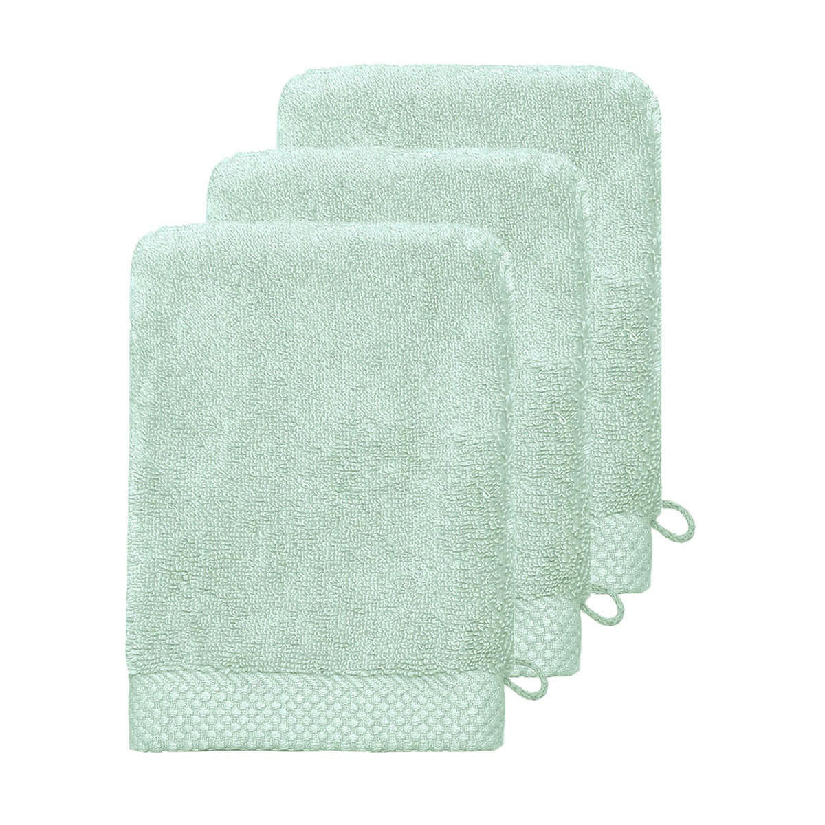 SENSOFT - 3 gants de toilette zéro twist 560gr/m²  menthe 16x22 cm