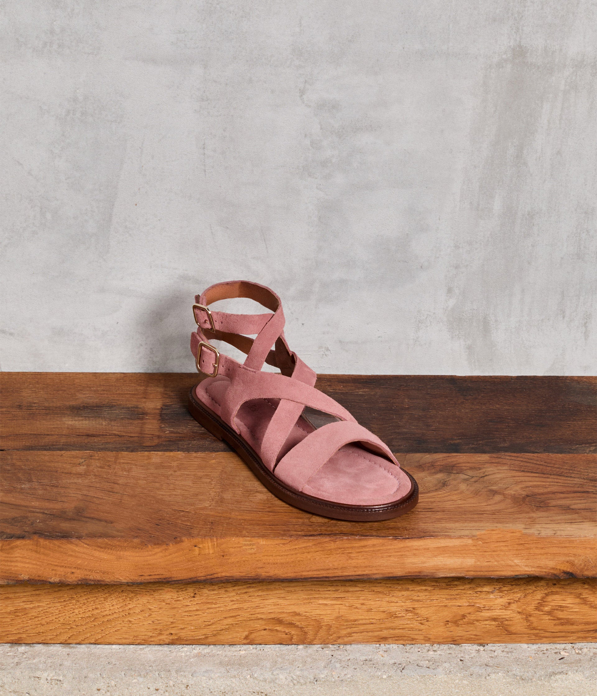 Sandales plates roses Gisla