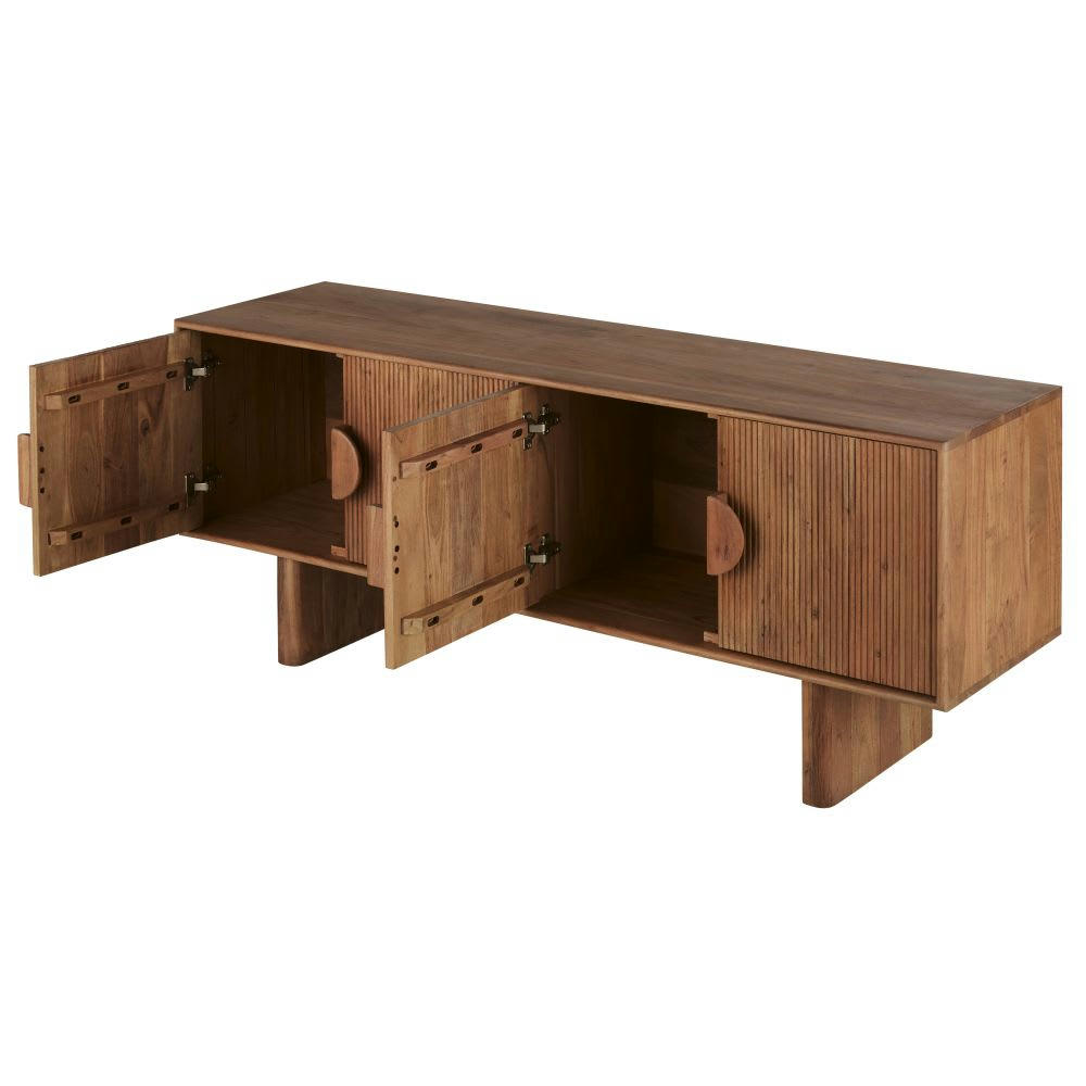 Moony - Meuble TV 4 portes en bois d'acacia
