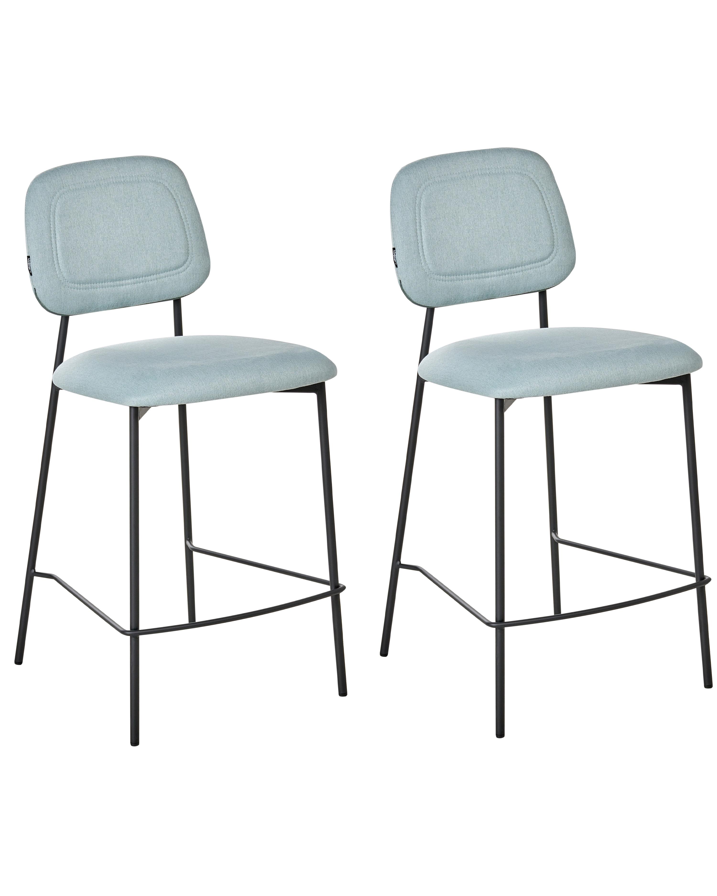 Set of 2 Bar Chairs DUETTE Fabric Light Blue