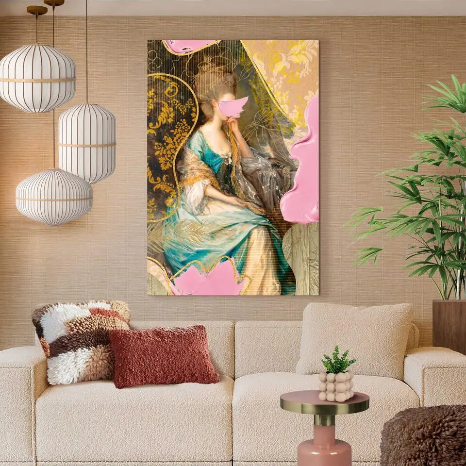 Glasschilderij Pink Stylish - 116 x 78 - Bont