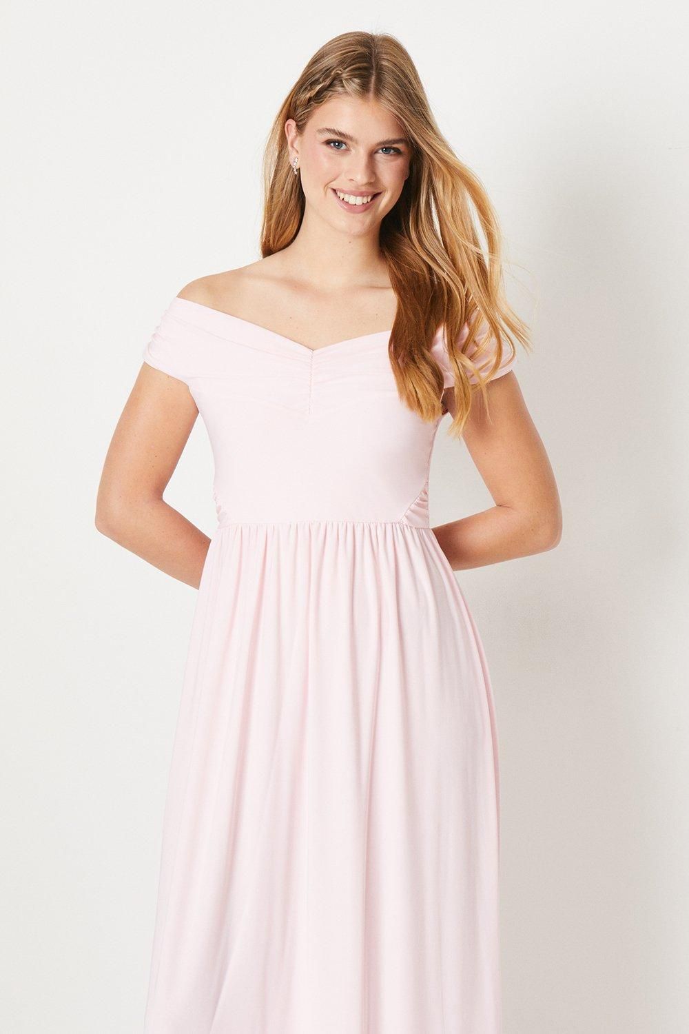 Debut London Debut London by Coast Bardot Pleated Jersey Bridesmaid Dress