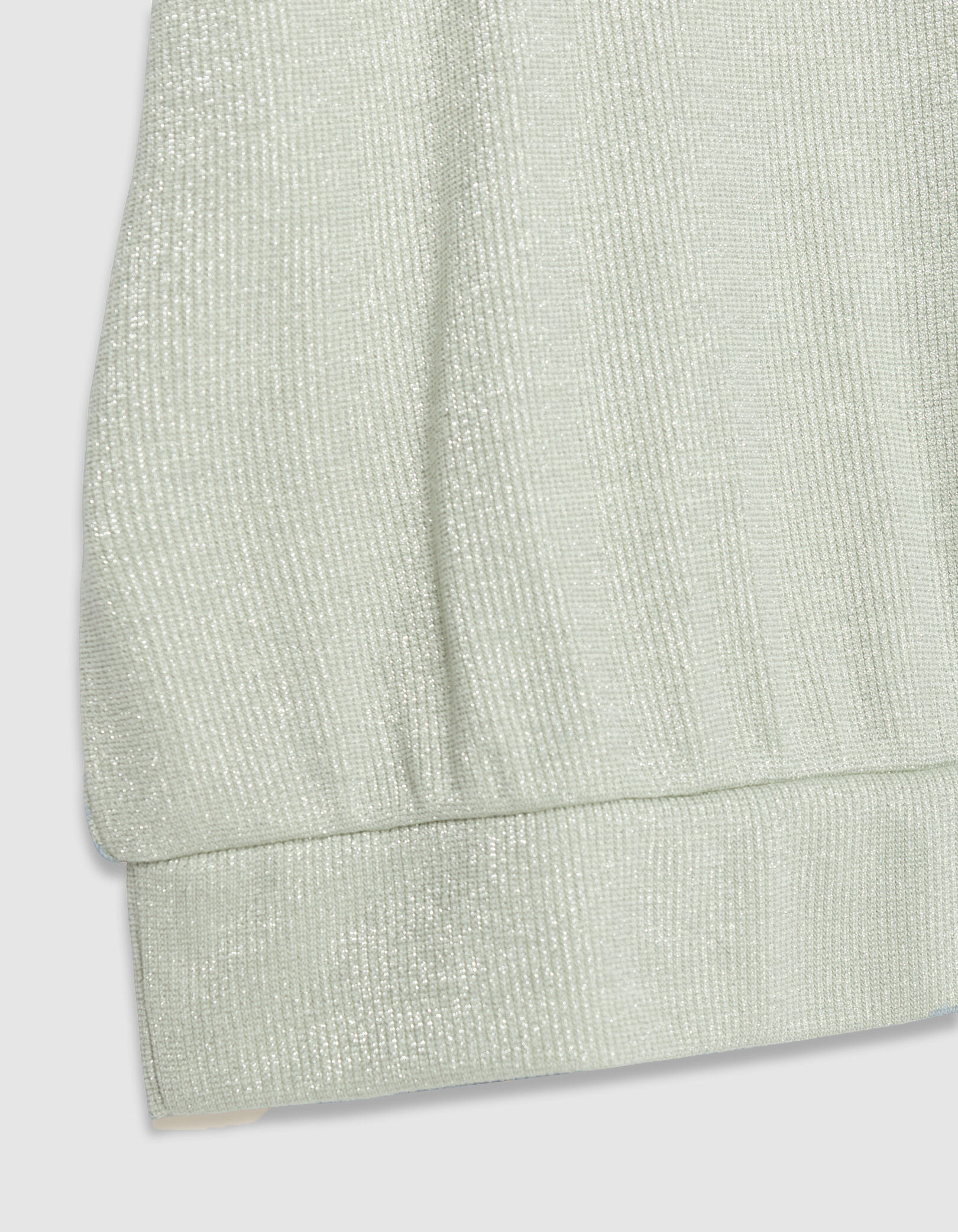 Tee-shirt col rond vert pailleté manches froncées Femme