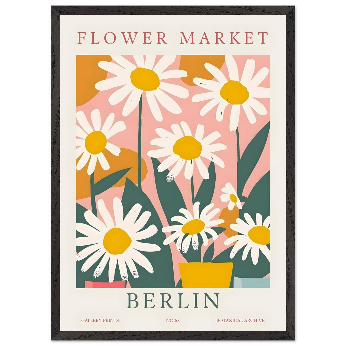 Artfulprints Poster met Lijst Flower market - Berlin II  - 50x70 cm - Meerkleurig