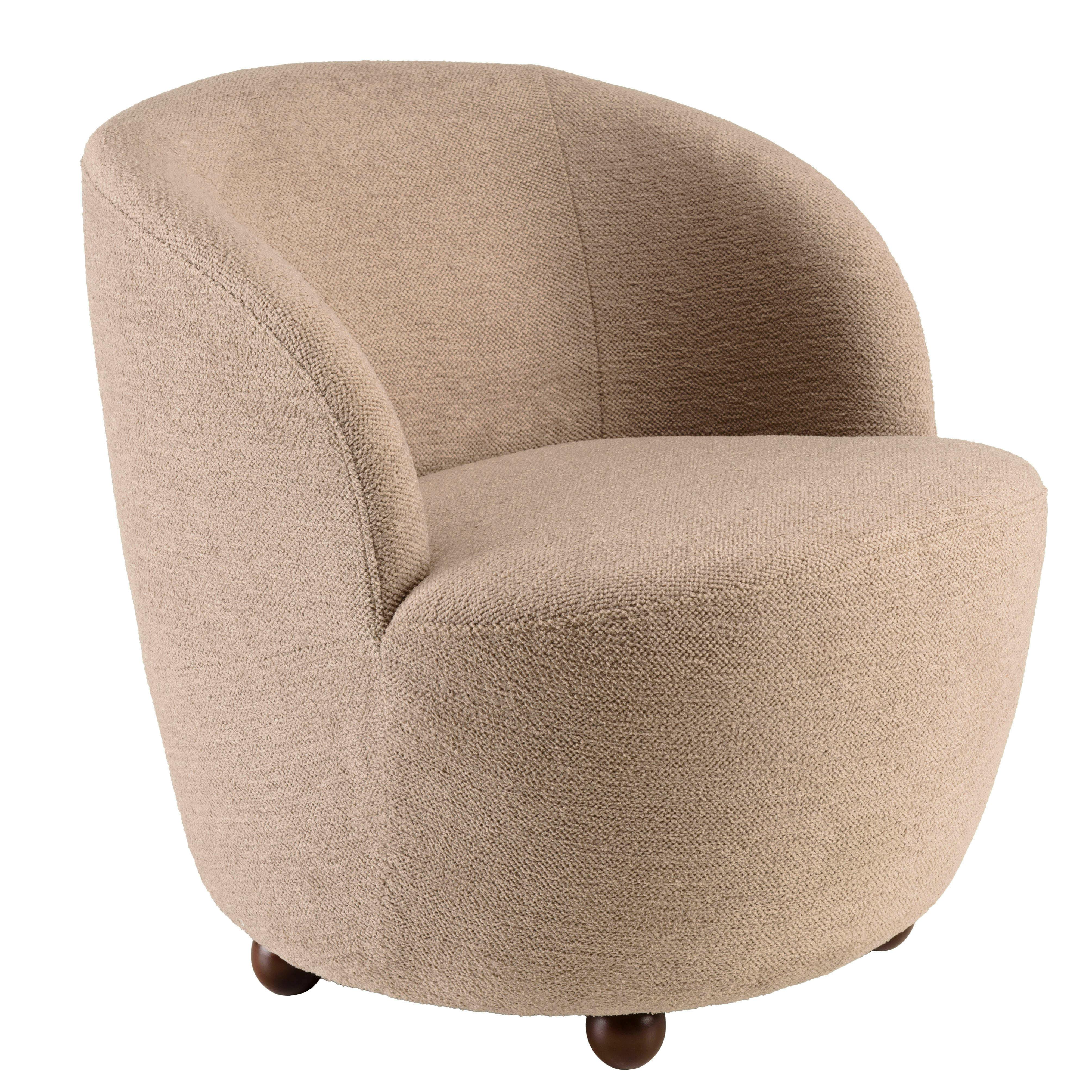 Fauteuil rembourré en tissu taupe CASTILLE