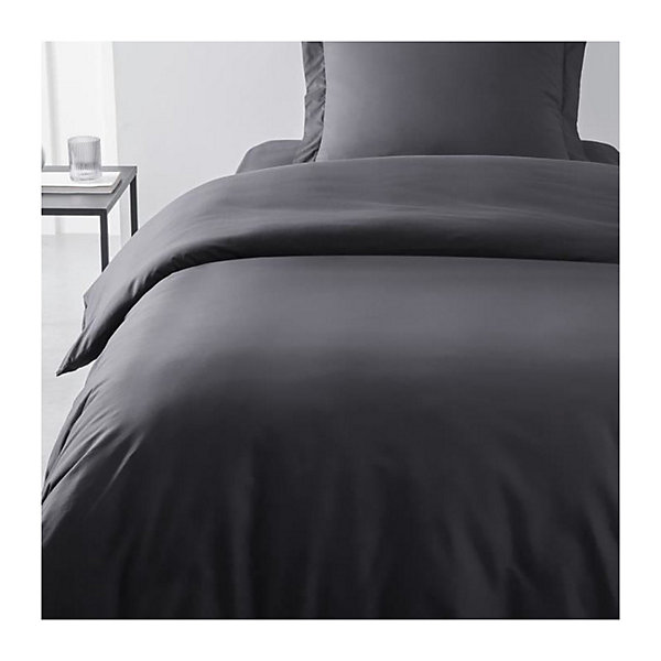Housse de couette TODAY Essential - 140 x 200 cm - 1 personne - 100% Coton uni - Fusain