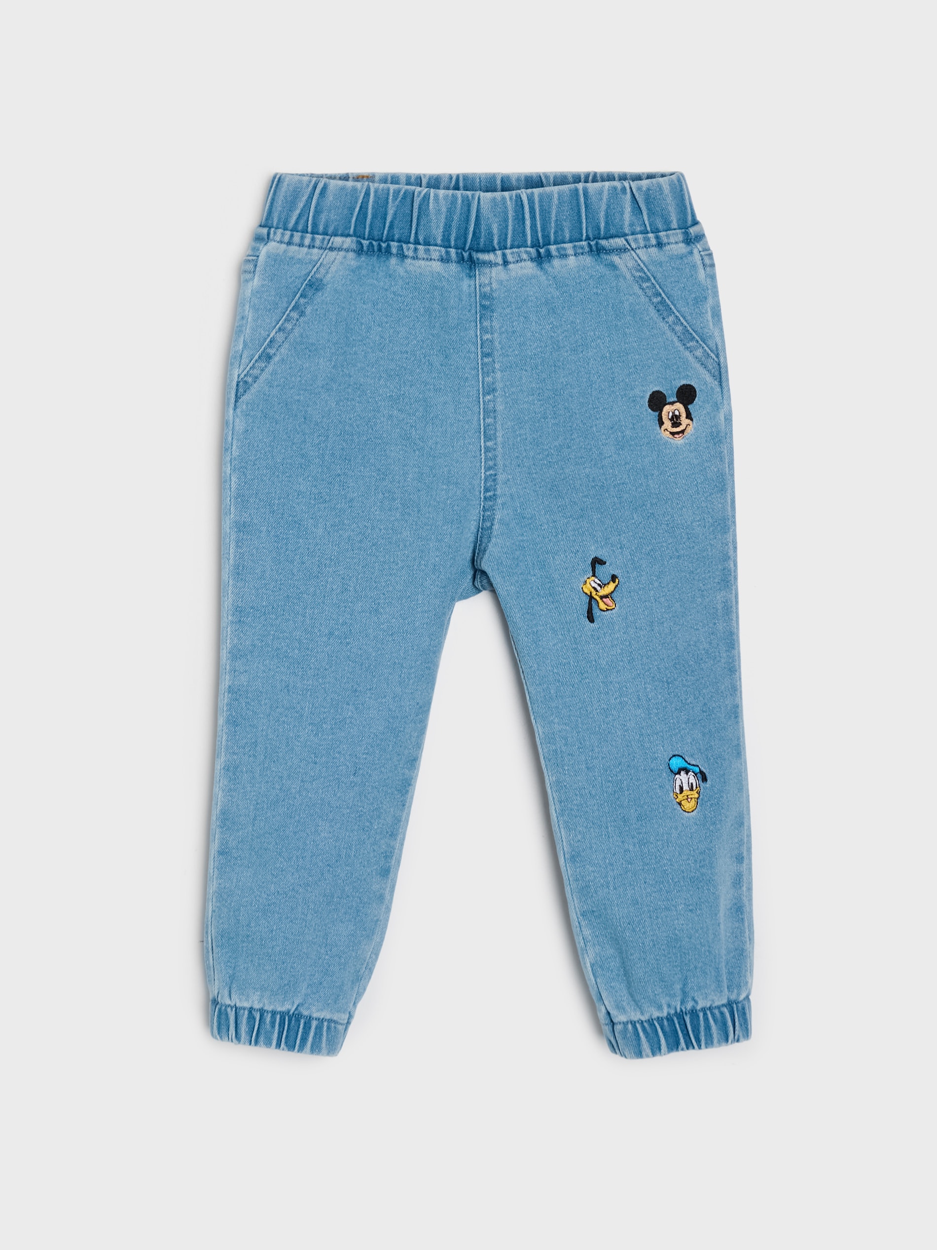 Jeansy jogger z haftem Mickey and Donald
