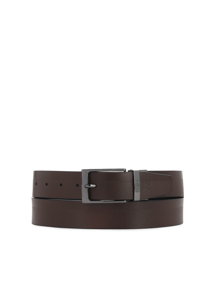 Double-sided strap with perforation and metal buckle