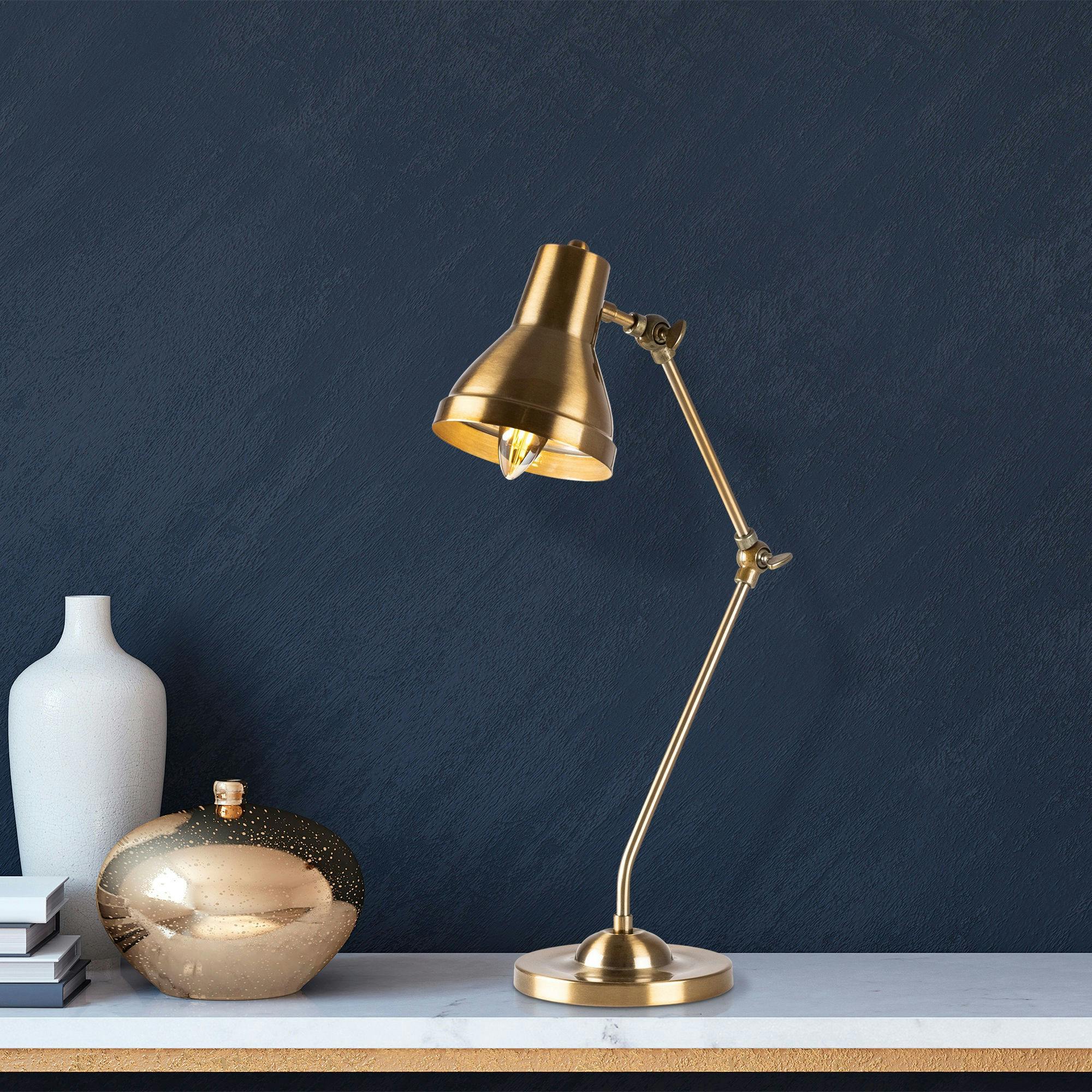 Lampe de bureau articulée vintage, finition dorée SILE