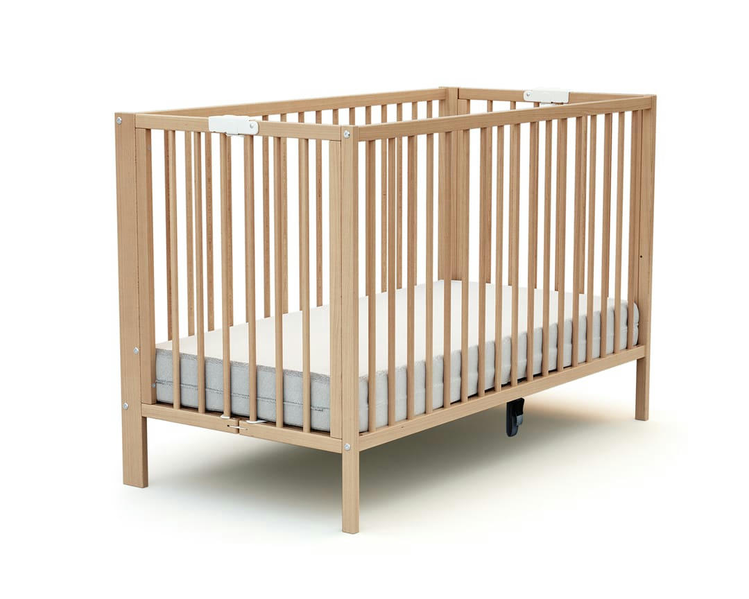 ESSENTIEL - Lit bébé pliant 60x120 hêtre verni