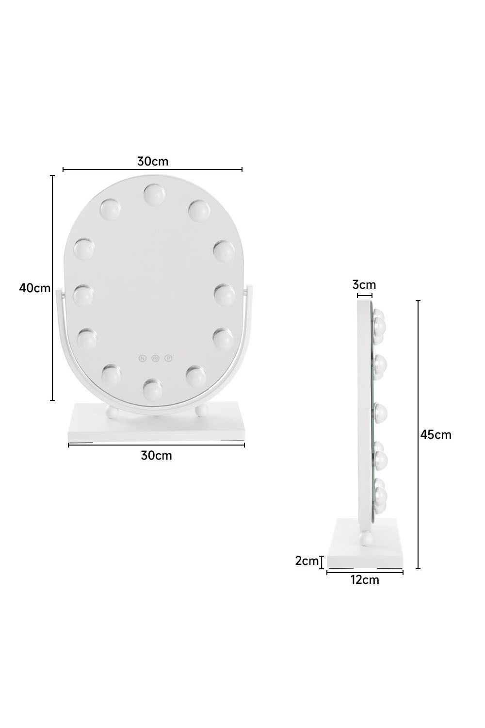 Living and Home 3 Lighting Modes & Touch Screen Control Tabletop Mirror
