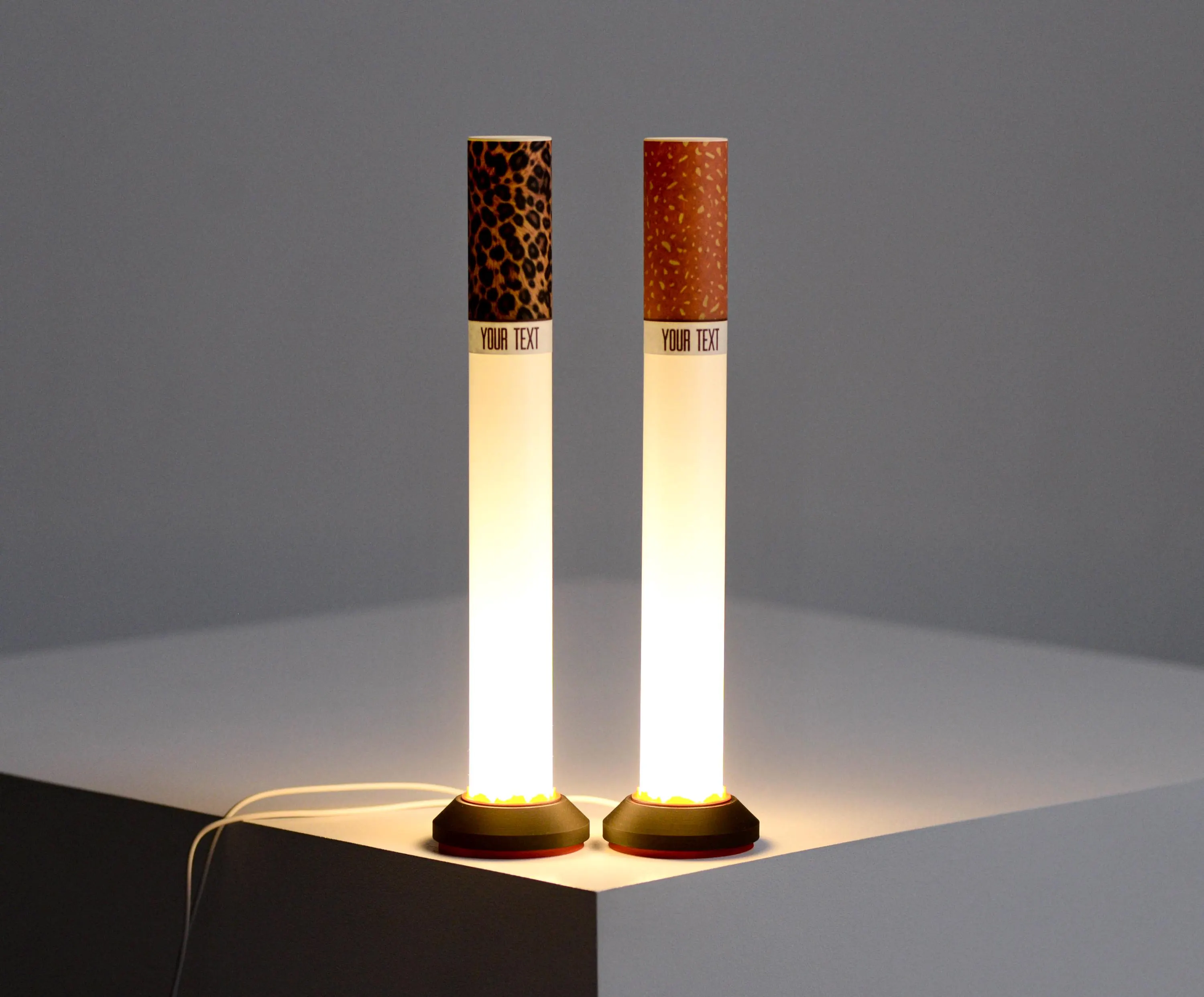 Leopard Cigarette Lamp, Custom Label Available, Modern Table Lamp, Personalized gift, Ambient Night Light, Minimalist Tube Light