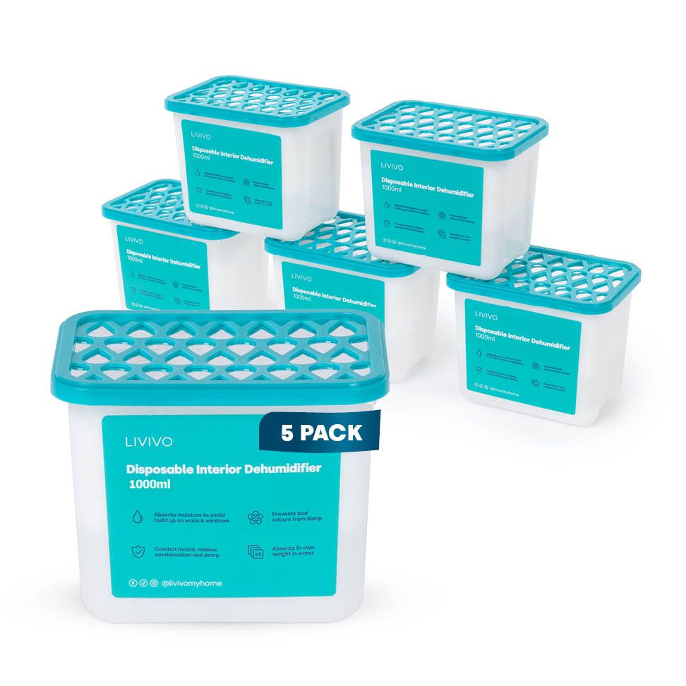 LIVIVO 1000ml Disposable Dehumidifiers for Damp Mould 5 Pack
