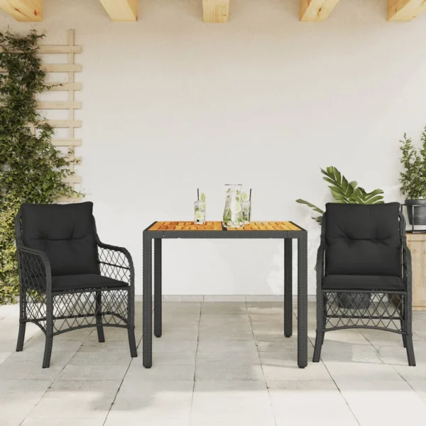Zestaw Mebli Ogrodowych Bistro Stół Krzesła Rattan Poduszki Na Taras